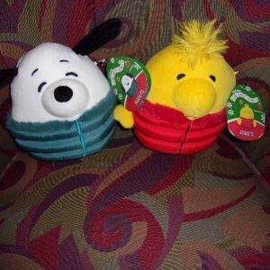 Peanuts Snoopy and Woodstock puffer jacket Squishmallows Charlie Brown bundle